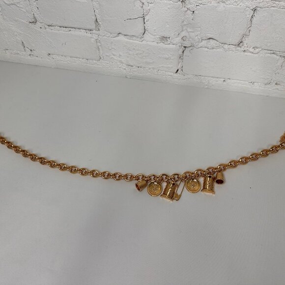 AW23 Moschino Couture Jeremy Scott Gold Sewing W/ Pins And Thimbles Charms Belt - Picture 1 of 9